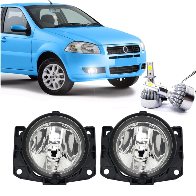 kit 2 faro auxiliar caminero + 2 lamparas h1 led fiat palio siena 2008 /...