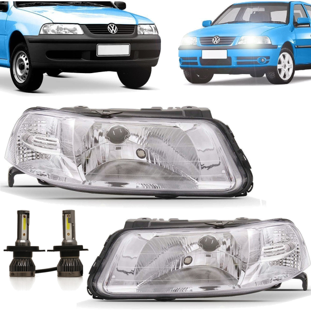 kit 2 semiopticas + 2 led vw gol parati saveiro g3 2000 2005