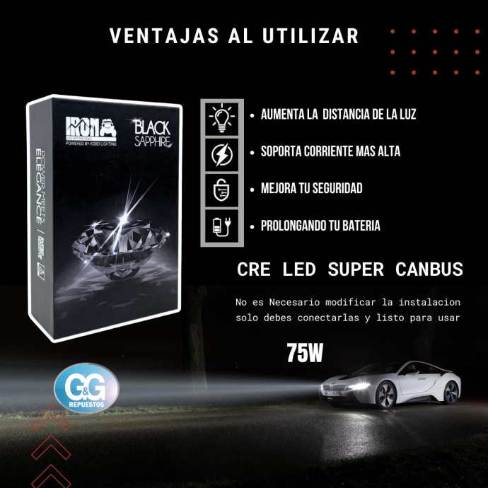 cree led h4 ir100 iron black sapphire super canbus 75w