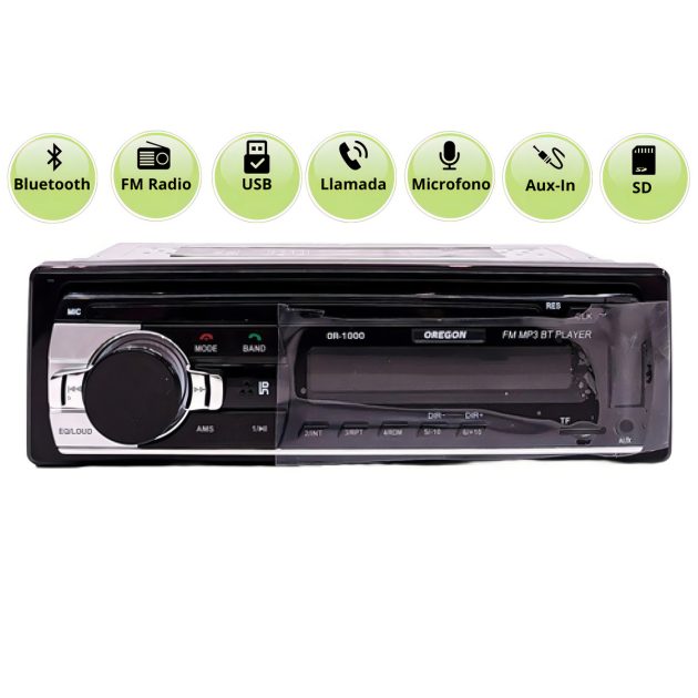 radio bluetooth frente fijo sd mp3 usb radio fm aux oregon or 1000
