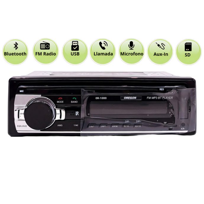 radio bluetooth frente fijo sd mp3 usb radio fm aux oregon or 1000