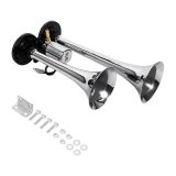 bocina doble corneta cromada aeroelectrica 12v 24v 99db 2pz divaio