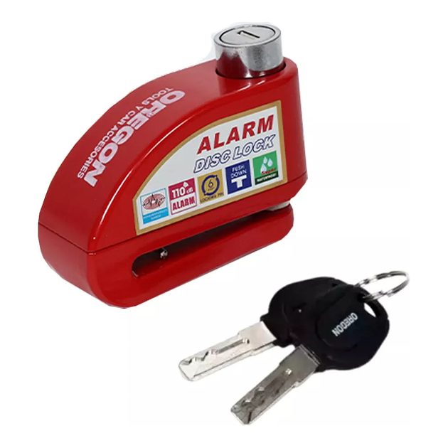 traba para moto bicicleta con alarma 2 llaves seguridad