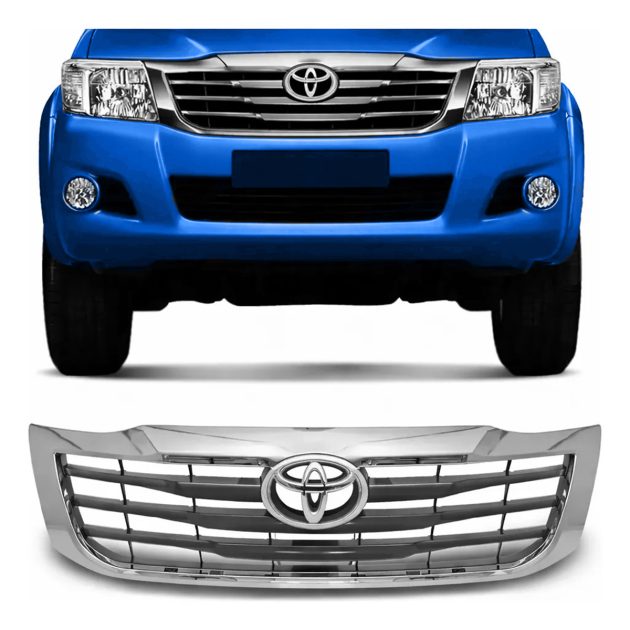 careta toyota hilux 2012 2015 gris con marco cromado.