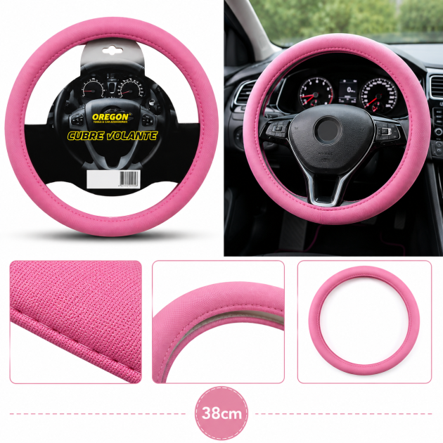 cubre volante rosa 38cm universal