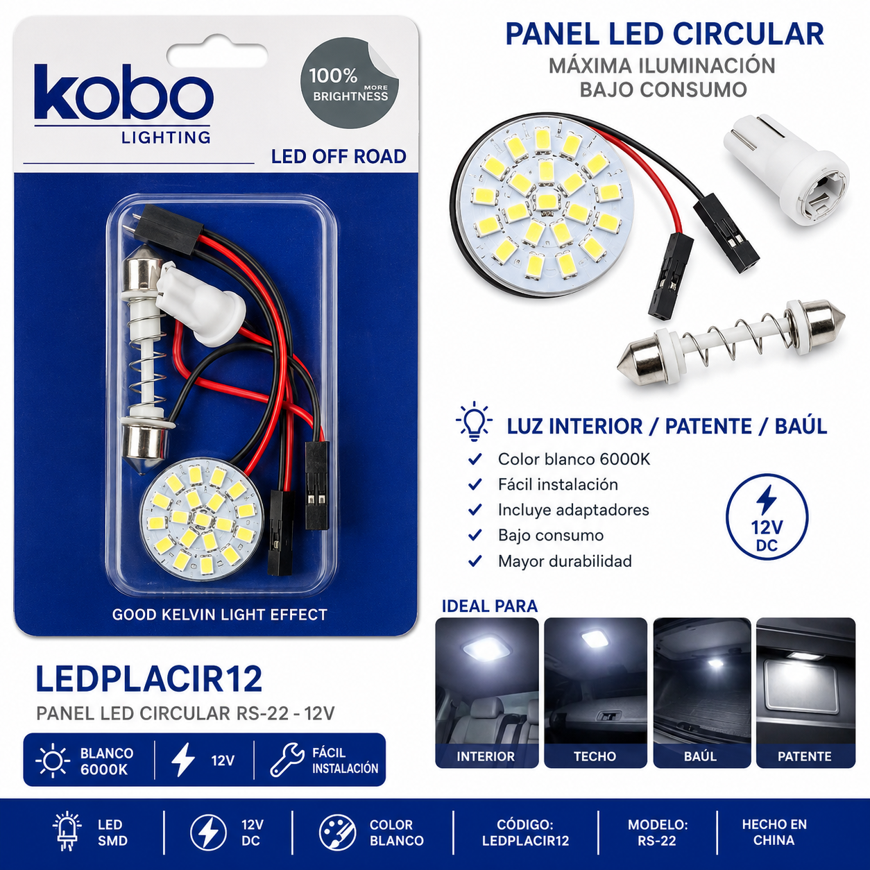 lampara led placa plafon posicion multi calce t10 tubo regulable circular