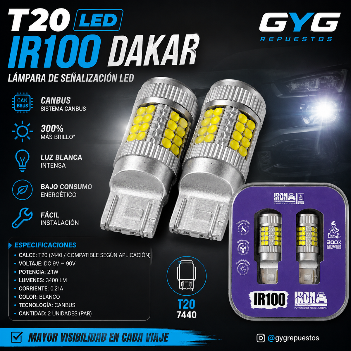 lampara t20 led iron ir100 9 90v 2.1w 3400lm