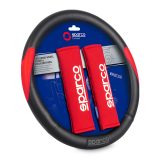 cubre volante + cubr sparco negro/rojo universal 38cm