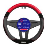 cubre volante sparco 38cuniversal cuero negrorojo