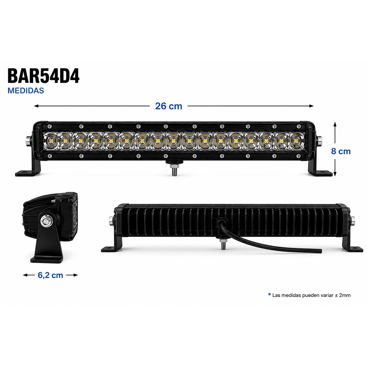 barra faro auxiliar caminero 26cm led luxled bar54d4