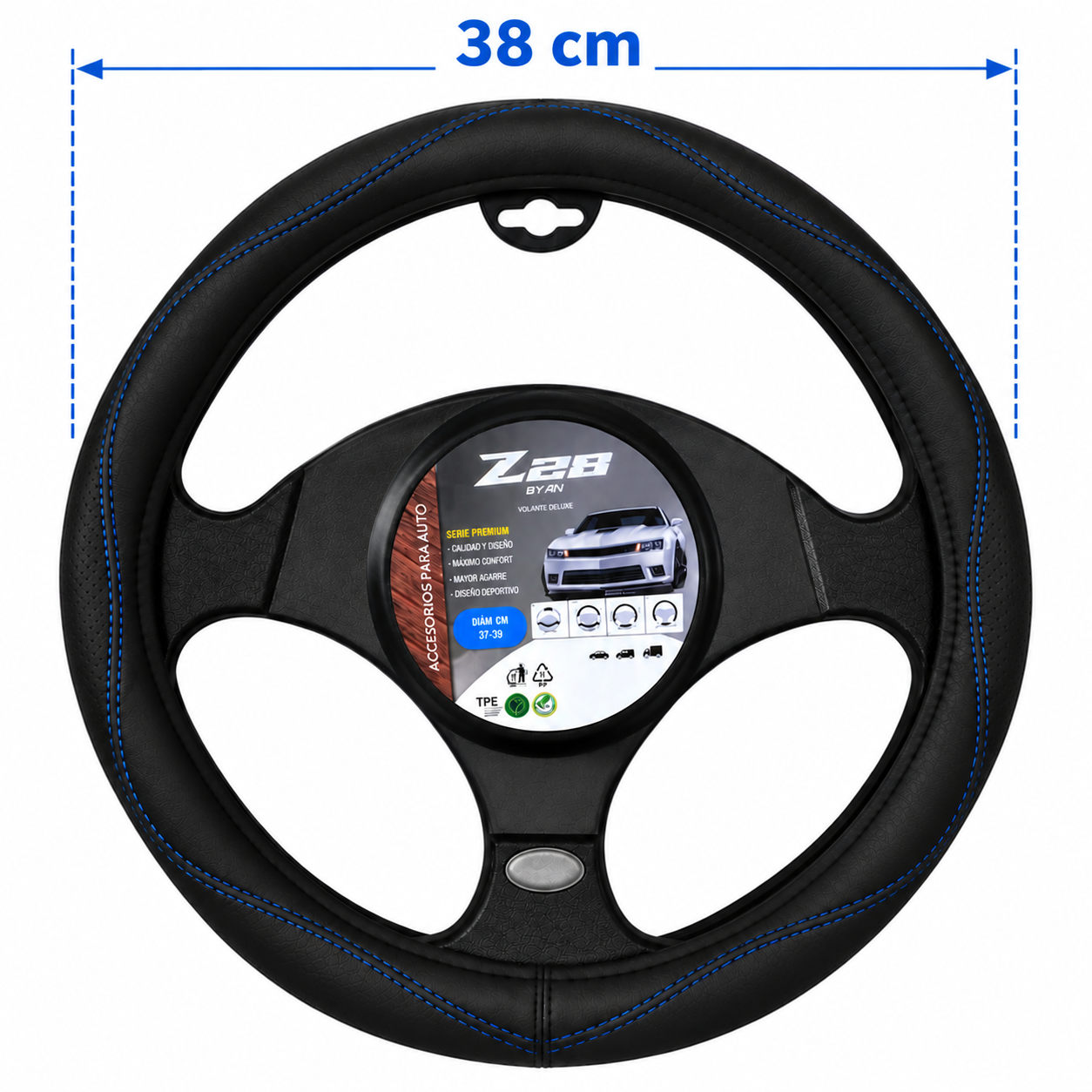 cubre volante negro costura roja 38 cm cv 021 (copia)