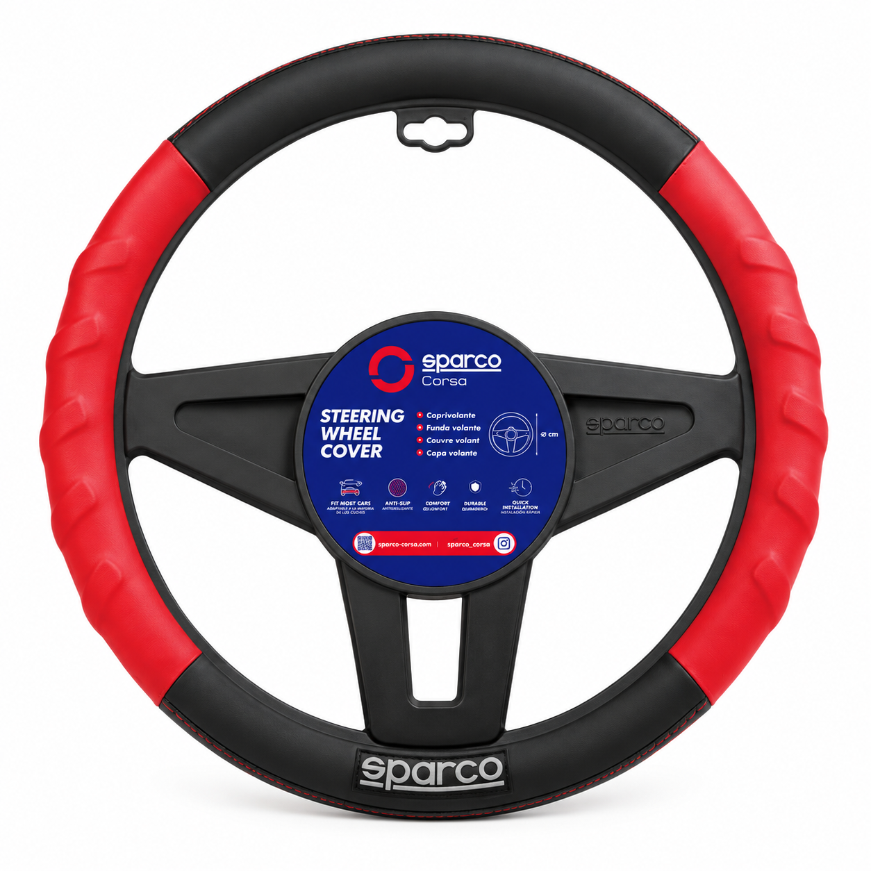 cubre volante sparco negro rojo spc1117rd 38cm universal