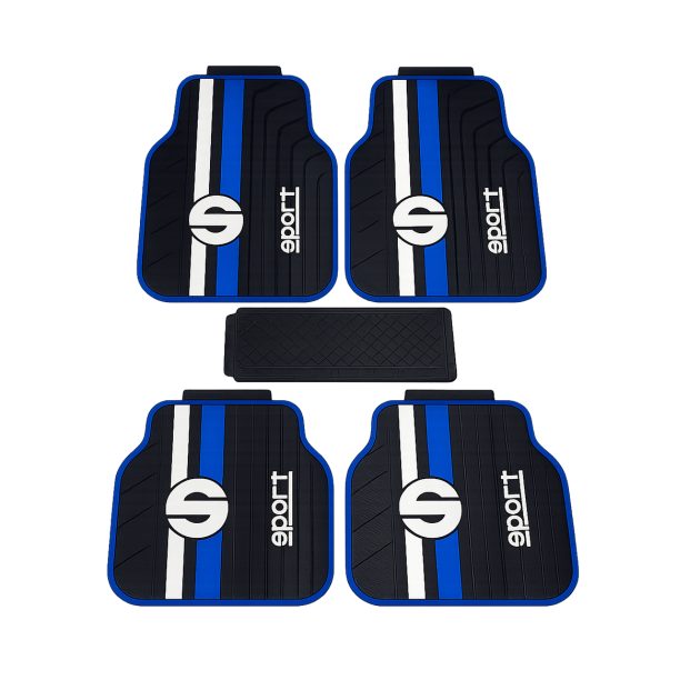 alfombras deportivas para auto 5 piezas negro azul sport