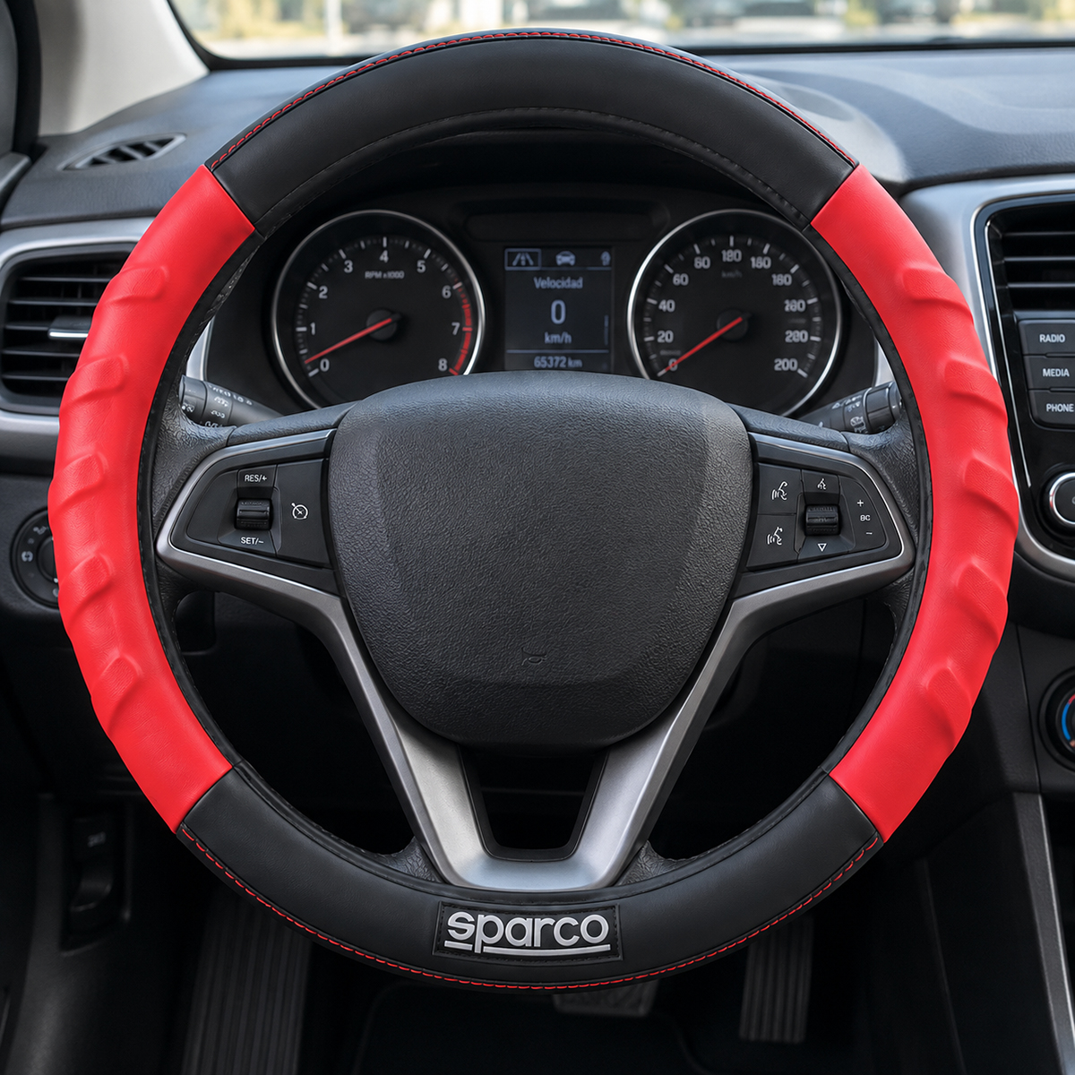 cubre volante sparco negro rojo spc1117rd 38cm universal
