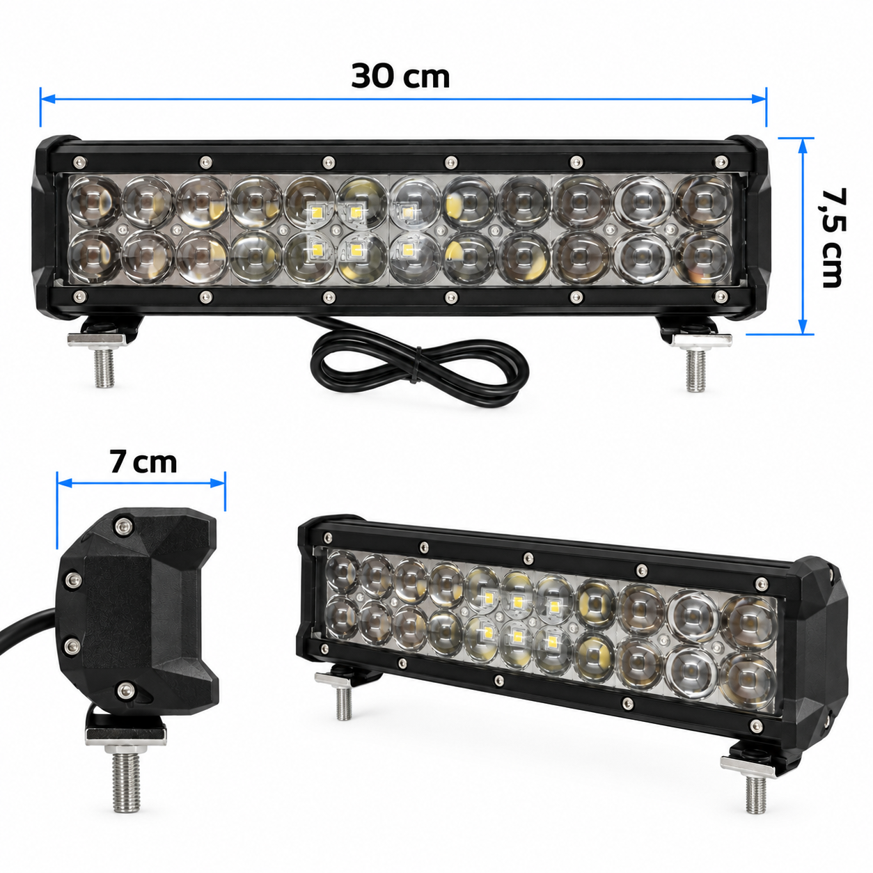 barra faro led 24 lupas 30cm 9 36v ip67 off road bar72d4