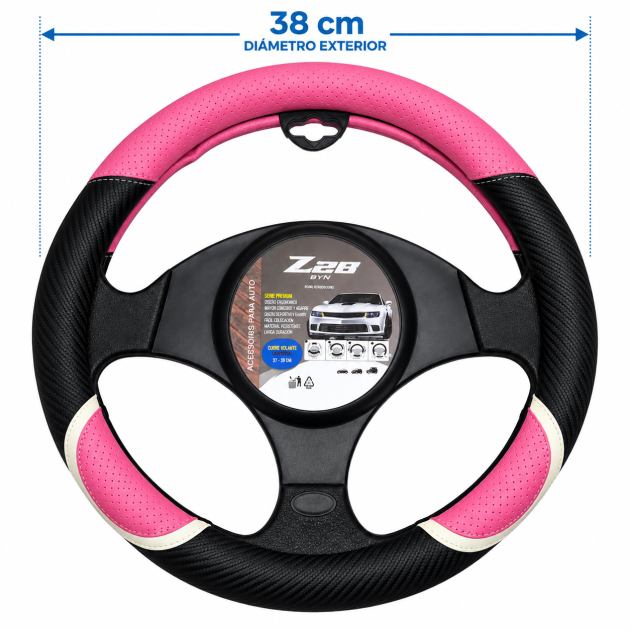 cubre volante rosa negro 38 cm cv 015