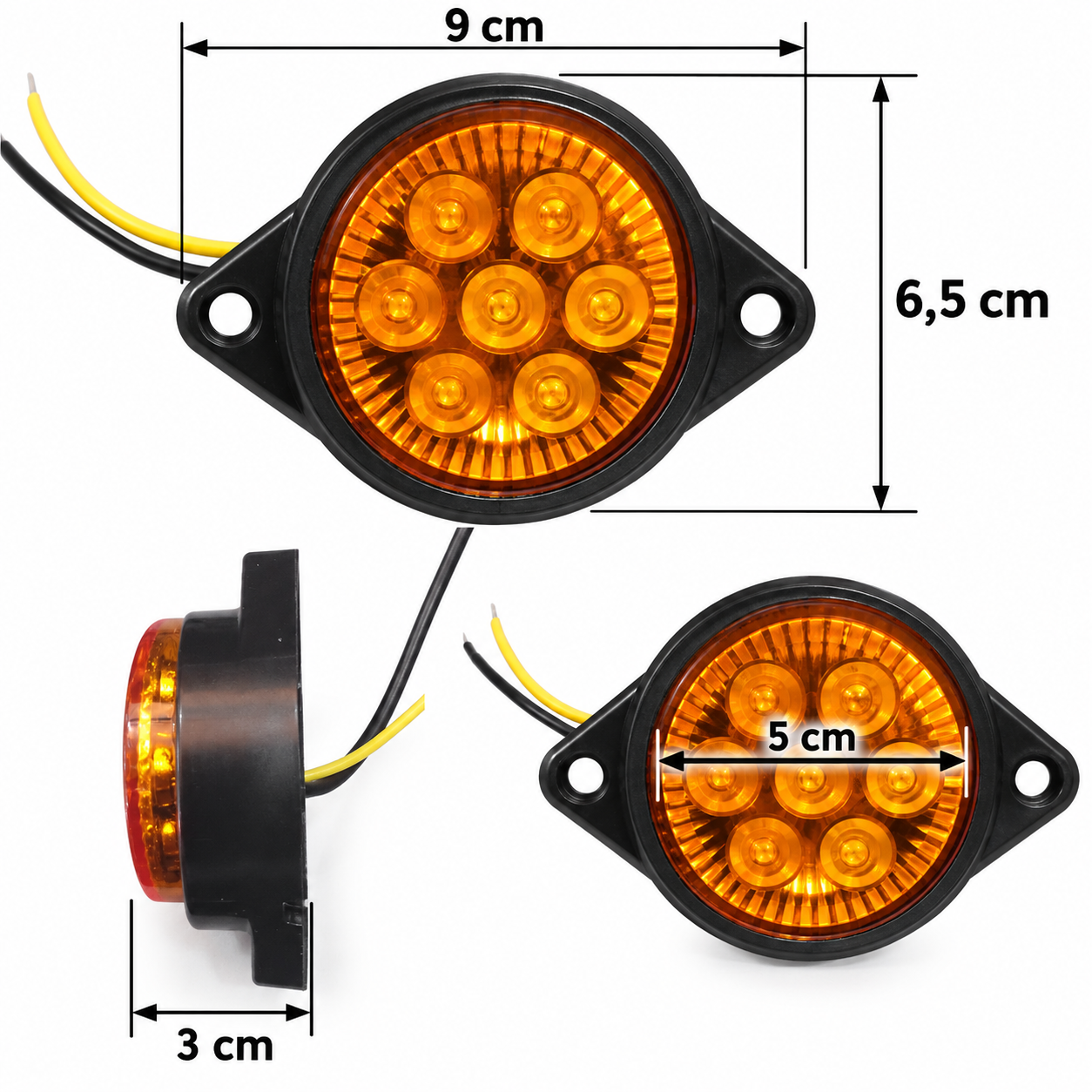 faro led Ámbar 7 led 12 24v 2,8w kb s027amb
