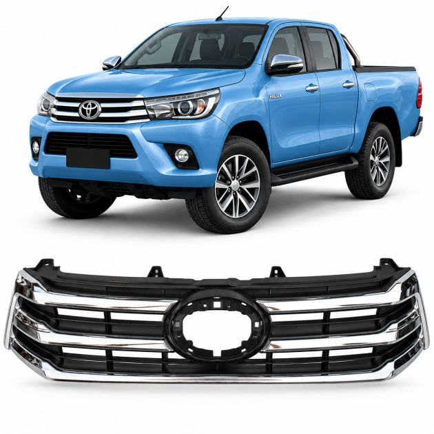 careta negra con molduras cromadas toyota hilux revo 2016 2018