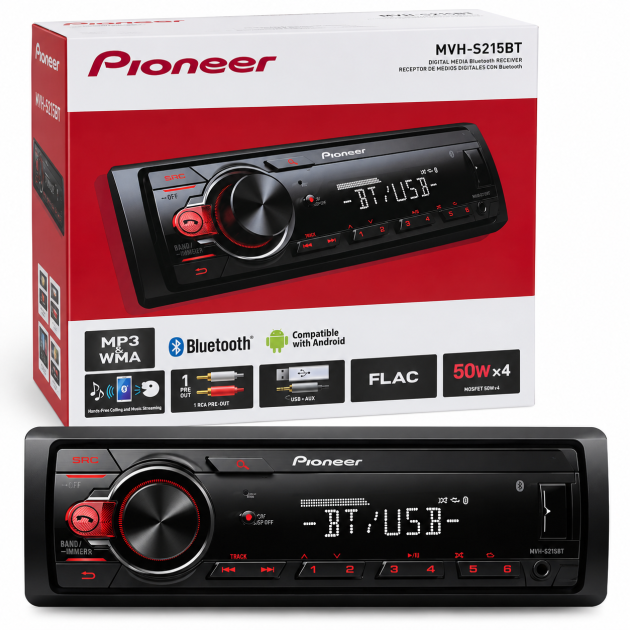 radio pioneer bluetooth usb aux 50w x4 mvh s215bt
