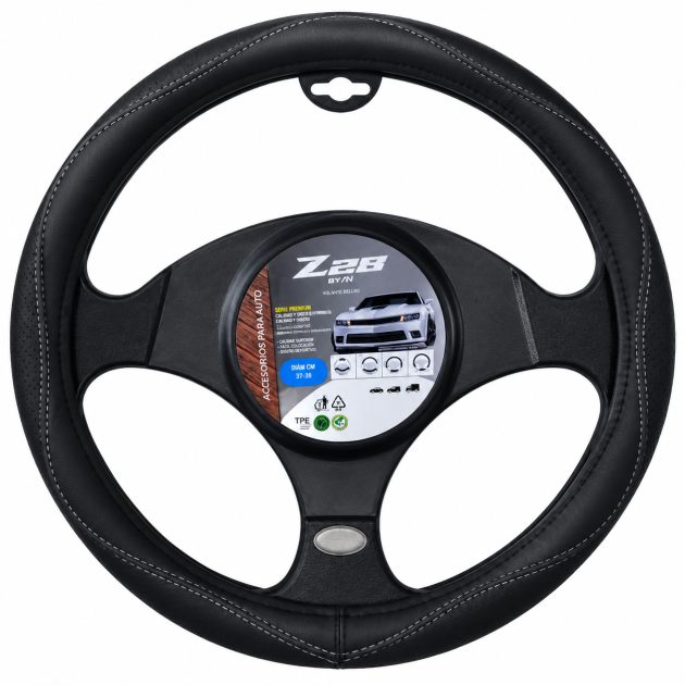 cubre volante negro costura gris 38 cm cv 020
