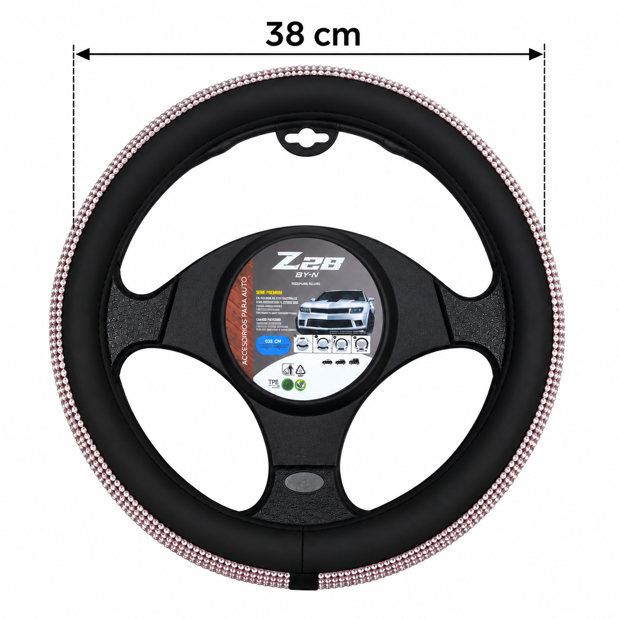cubre volante negro con tira gris 38 cm cv 007 (copia)
