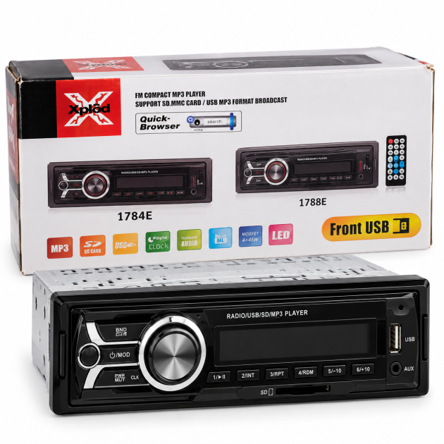 radio xplod 1784e usb sd mmc aux mp3 fm control remoto