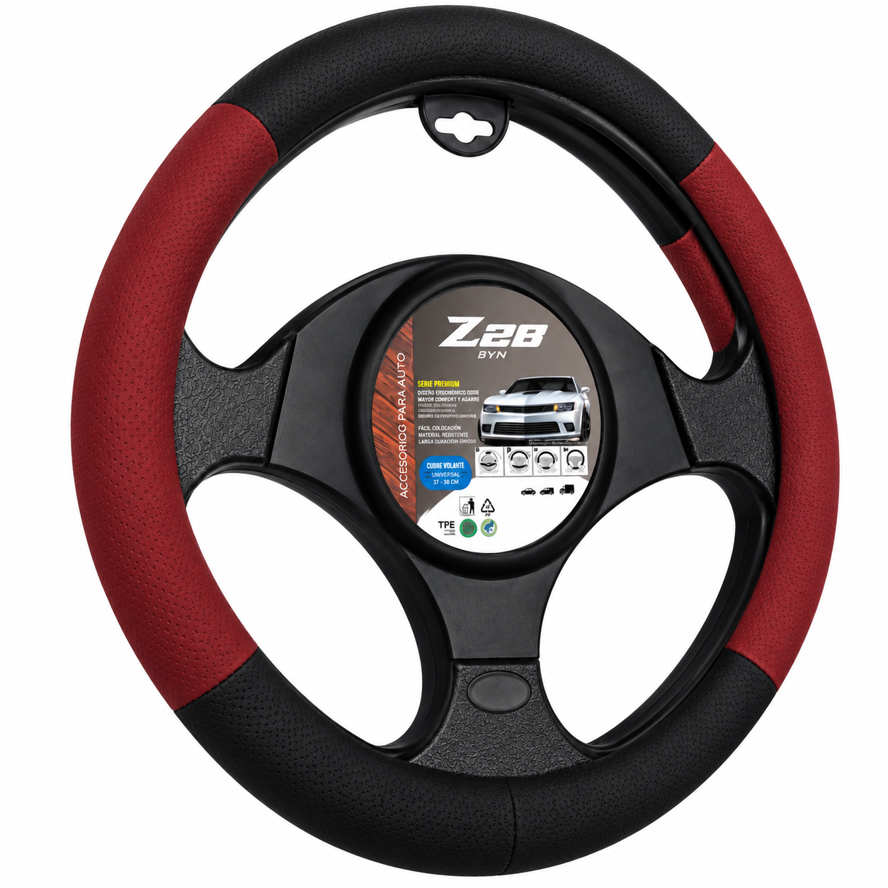 cubre volante negro perforado 38 cm cv 018