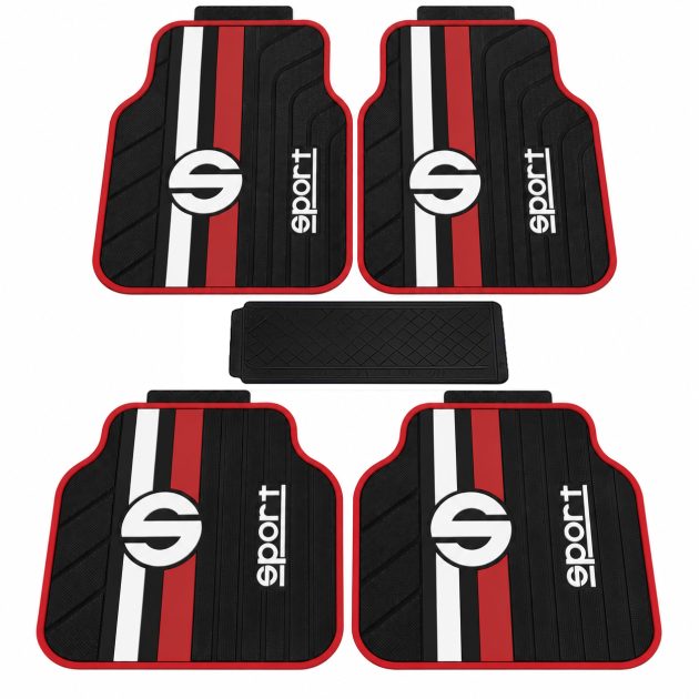alfombras deportivas para auto 5 piezas negro rojo sport