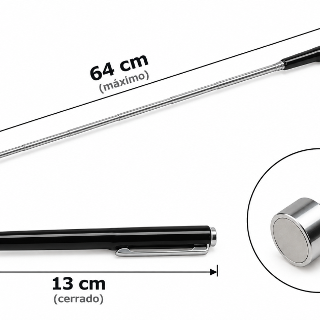 imán telescópico extensible 64 cm recoge piezas metálicas