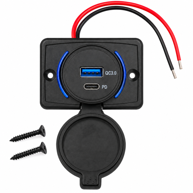 cargador usb qc3.0 usb c pd 12/24v auto motorhome camper