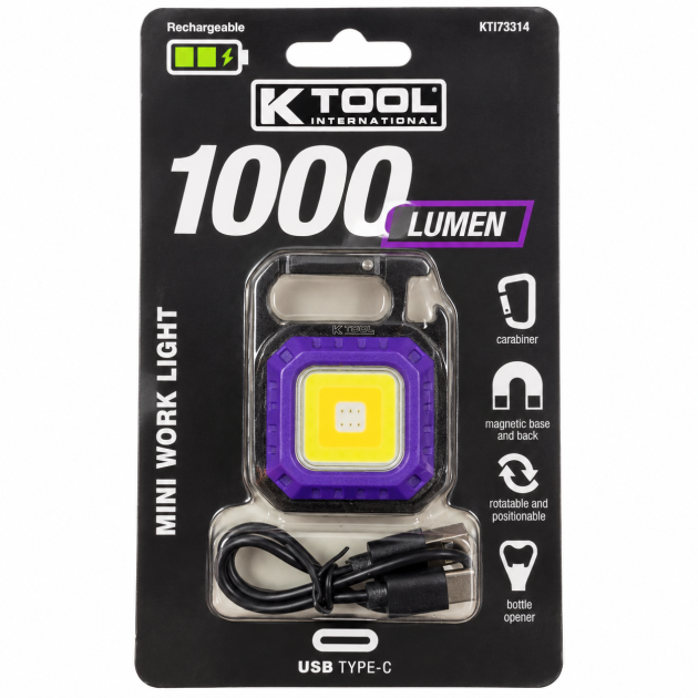 linterna luz trabajo k tool 1000 lúmenes recargable usb c