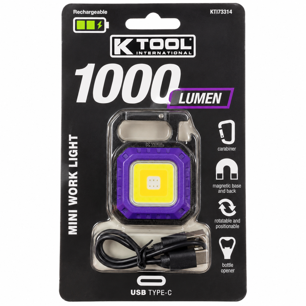 linterna luz trabajo k tool 1000 lúmenes recargable usb c