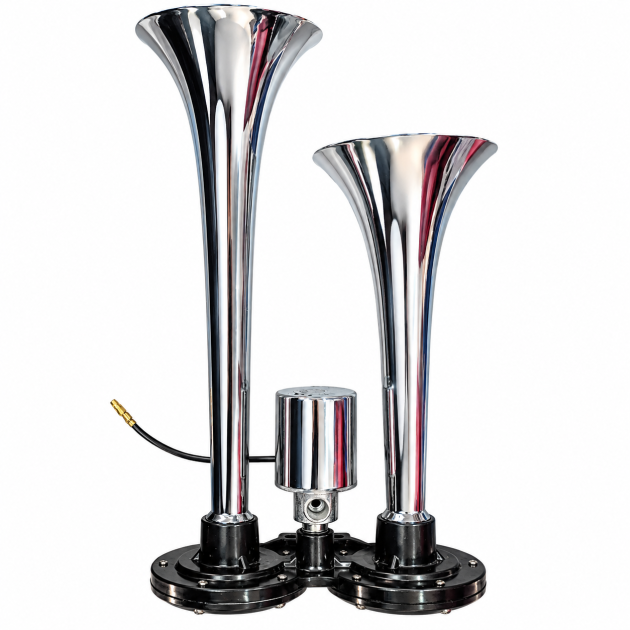 bocina de aire doble cromada para camión 12v 24v universal m0059