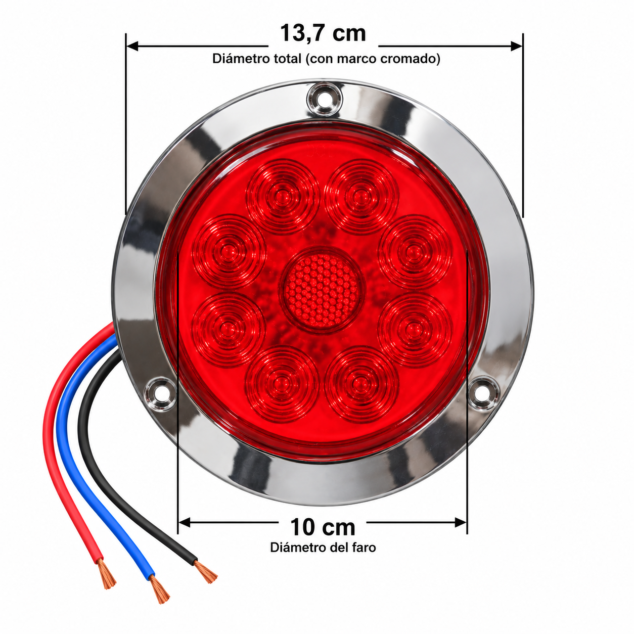 faro trasero led redondo kobo 4 pulgadas 12 24v rojo