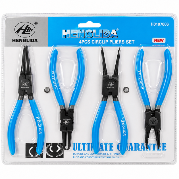 juego 4 pinzas seeger circlip henglida cromo vanadio
