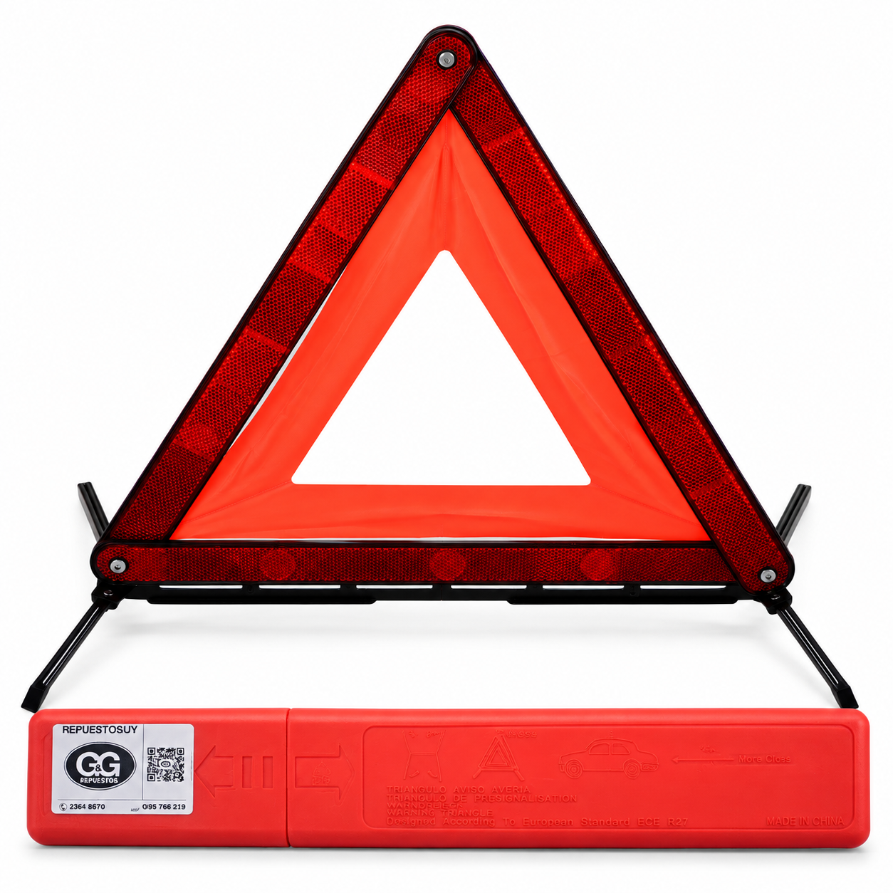 triángulo de seguridad reflectivo para auto con estuche ece r27