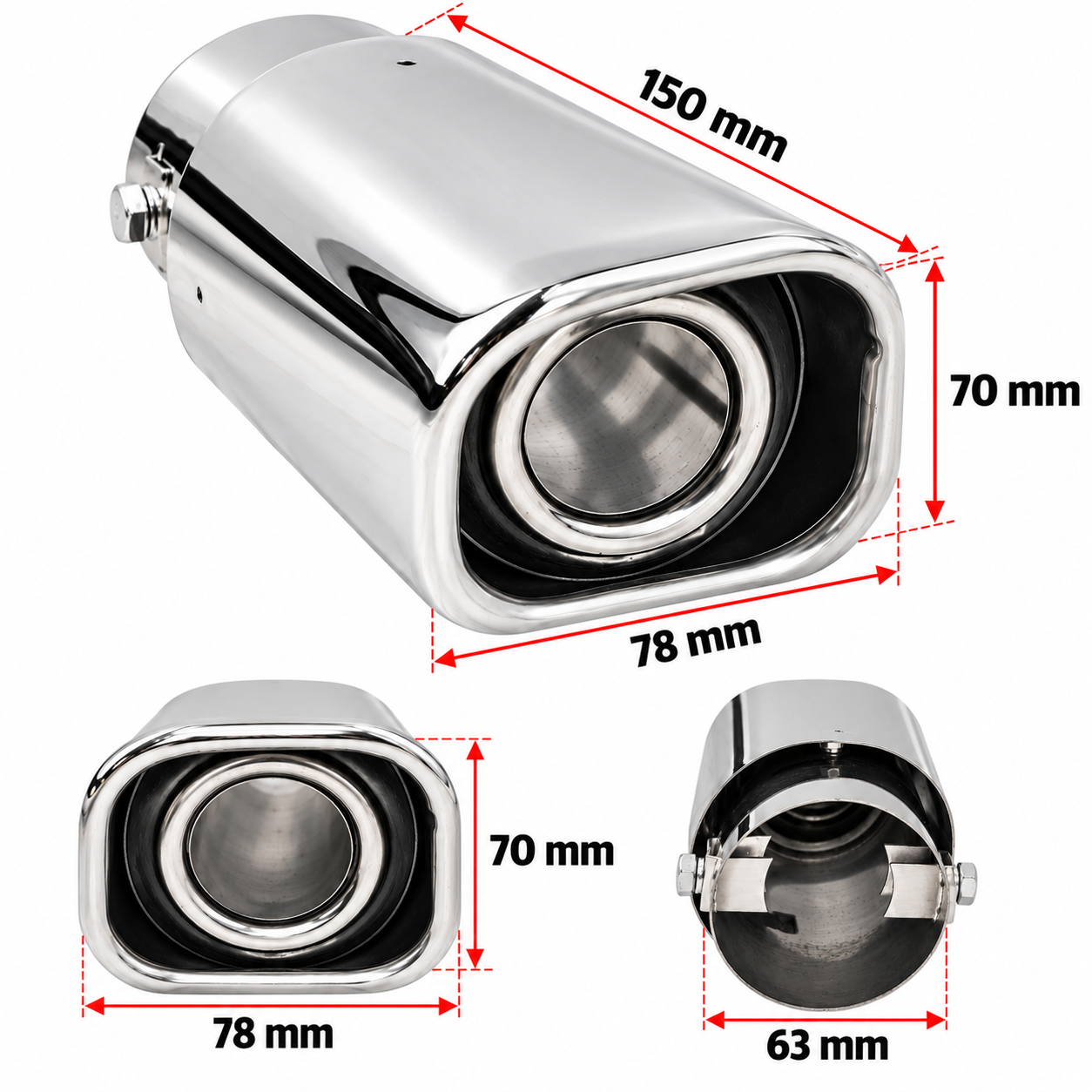 colita escape universal cromada acero inoxidable 150mm