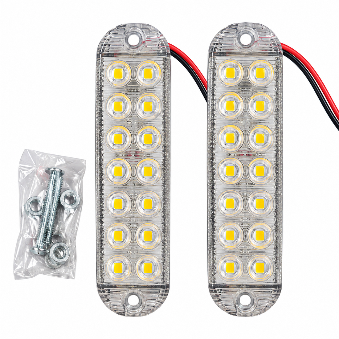kit x2 faro led flash destellador amarillo 12 80v universal 12 led