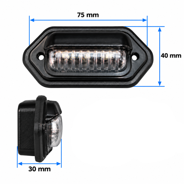faro luz de matrícula led universal 12 24v 75x40mm