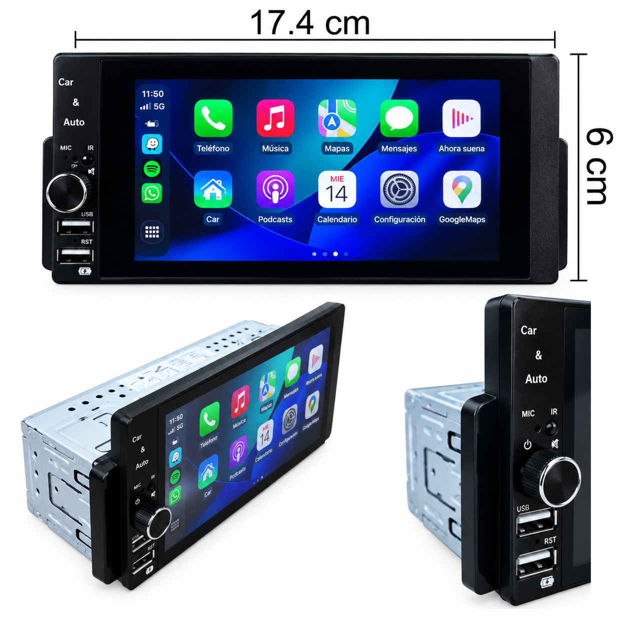 radio multimedia 1 din 6.86" carplay android auto bluetooth usb fm mp5 25 060